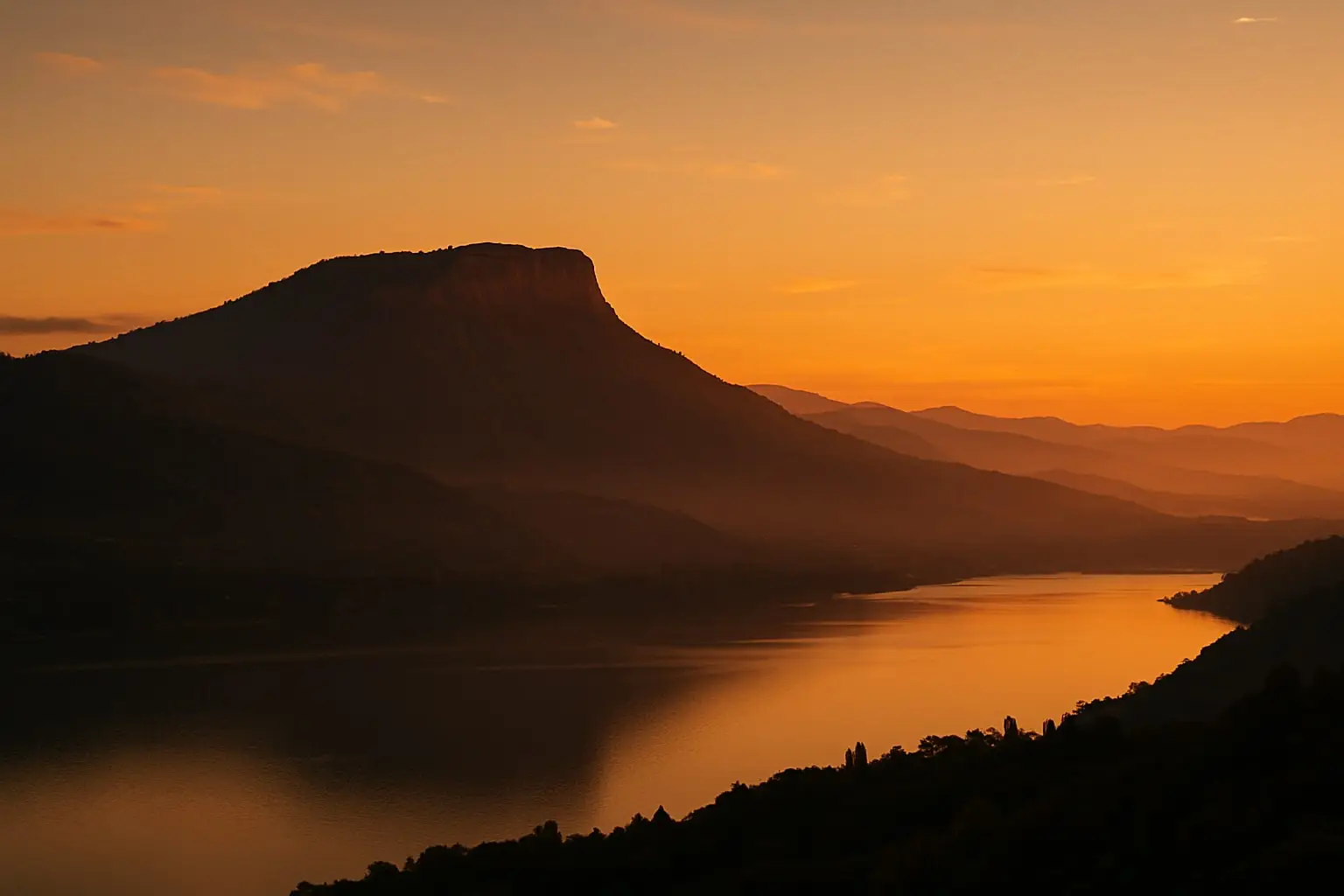 Paysage alpin au coucher du soleil