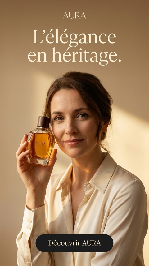 Création publicitaire AURA pour un parfum