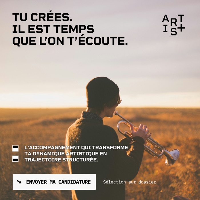 Statique publicitaire Artist+, accompagnement d'artistes